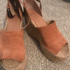Marc Fisher blush suede espadrille wedges!
